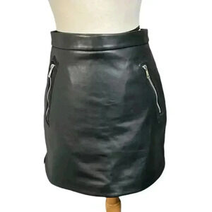 HAODUOYI Black Mini Skirt with Zipper Details
